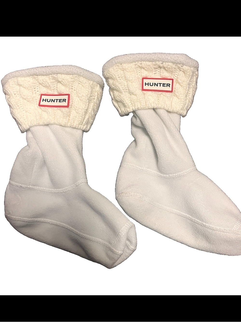 Hunter Cream Cable Knit Short Boot Socks Kids Size L US Size 1-3 Winter Outdoors